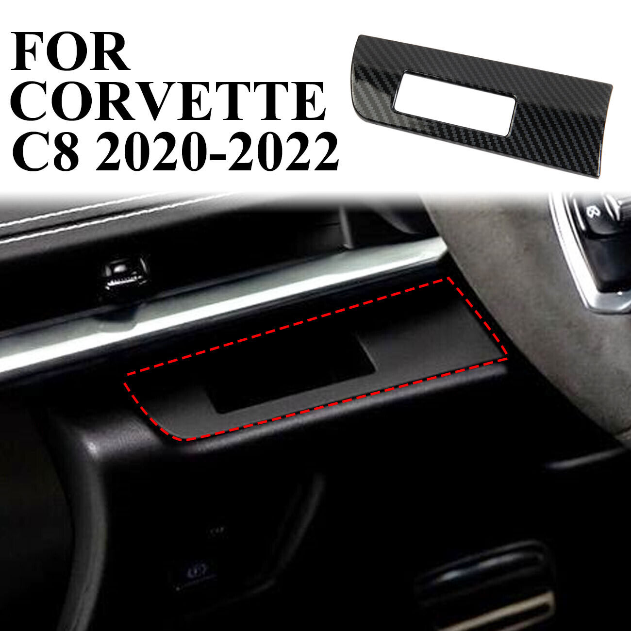 Carbon Fiber Heads Up Display Panel Cover Trim for Chevrolet Corvette C8 2020-23