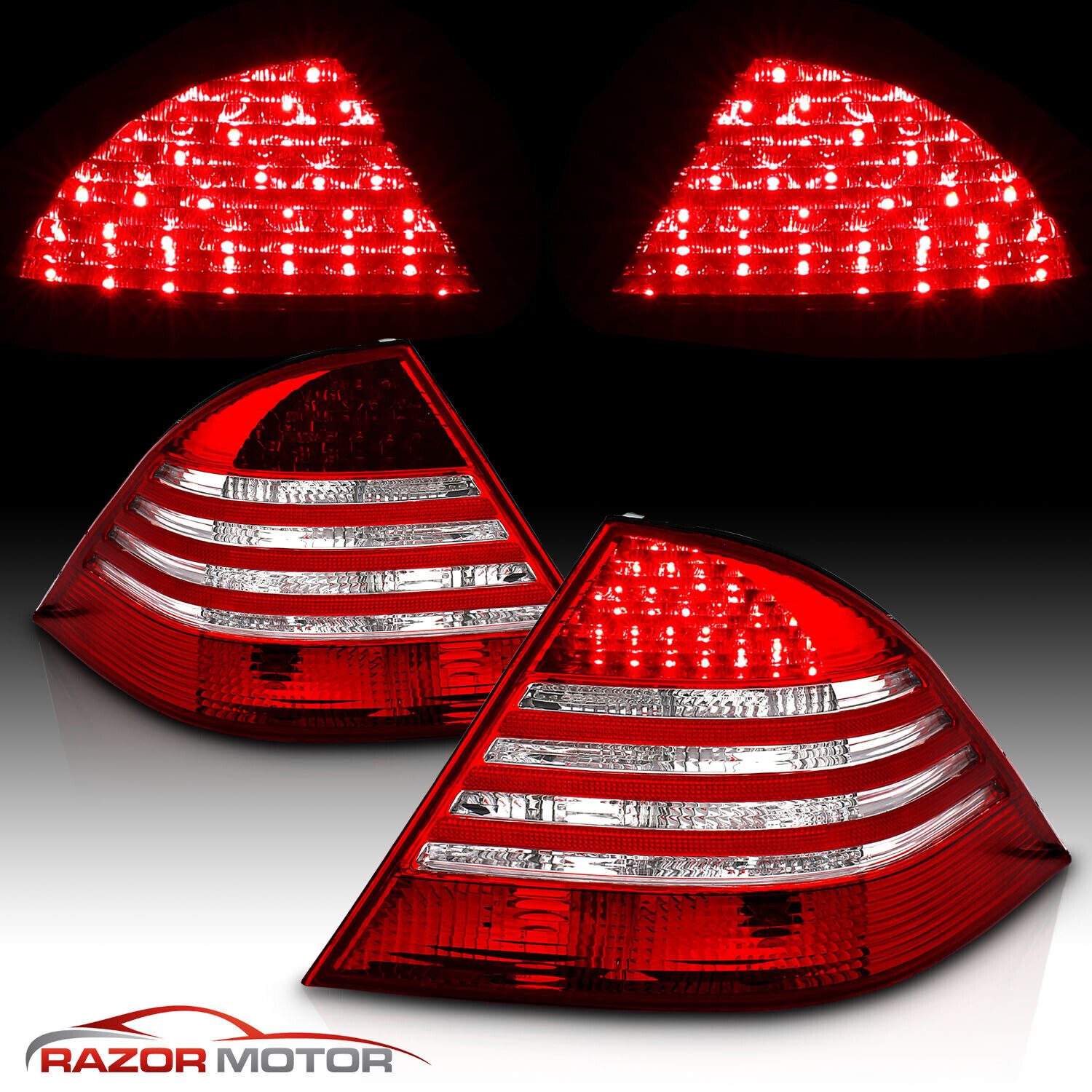 2000-2006 Mercedes-benz W220 S-Class S430 S500 S600 S550 Red LED Tail Lights Set