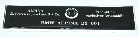 BMW Alpina B3 001 ID (118x28mm) Logo 3D Domed Badge Sticker. Silver
