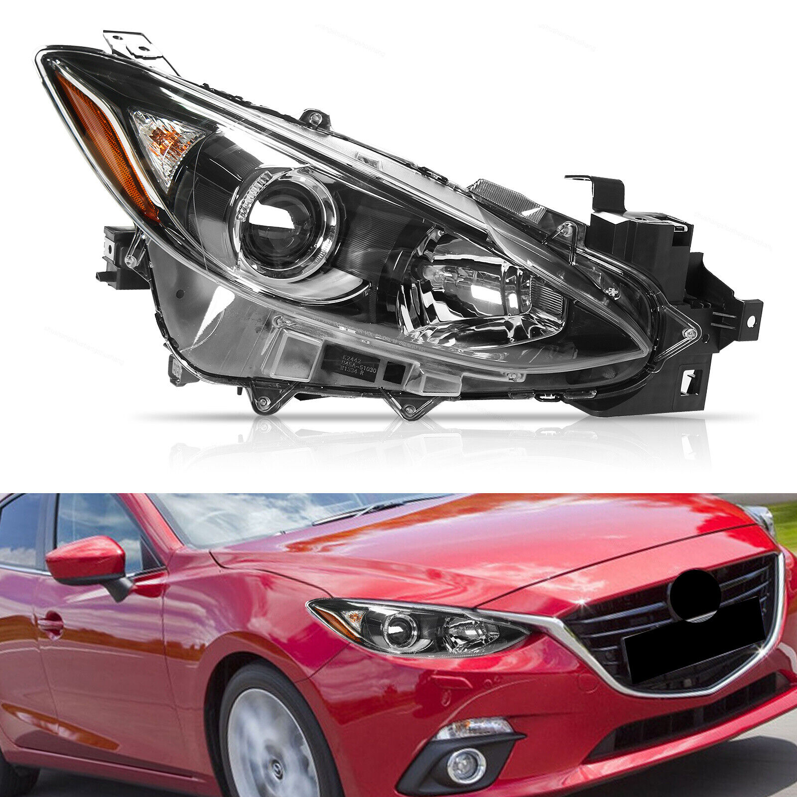 Fit 2014-2016 Mazda 3 Halogen Factory Style Headlamp Right Side Headlight