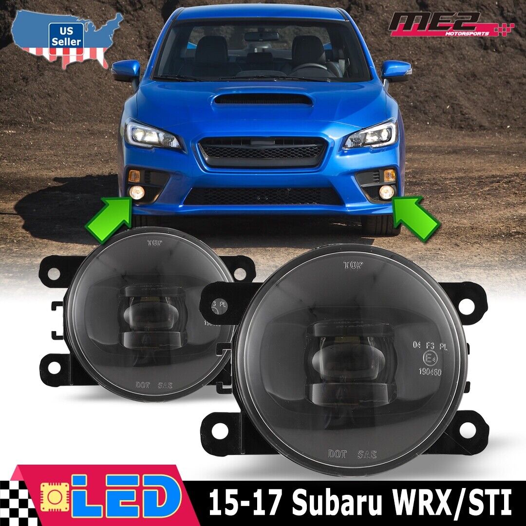 Fits 2015-17 Subaru WRX STI Clear Lens PAIR Bumper Replacement LED Fog Lights