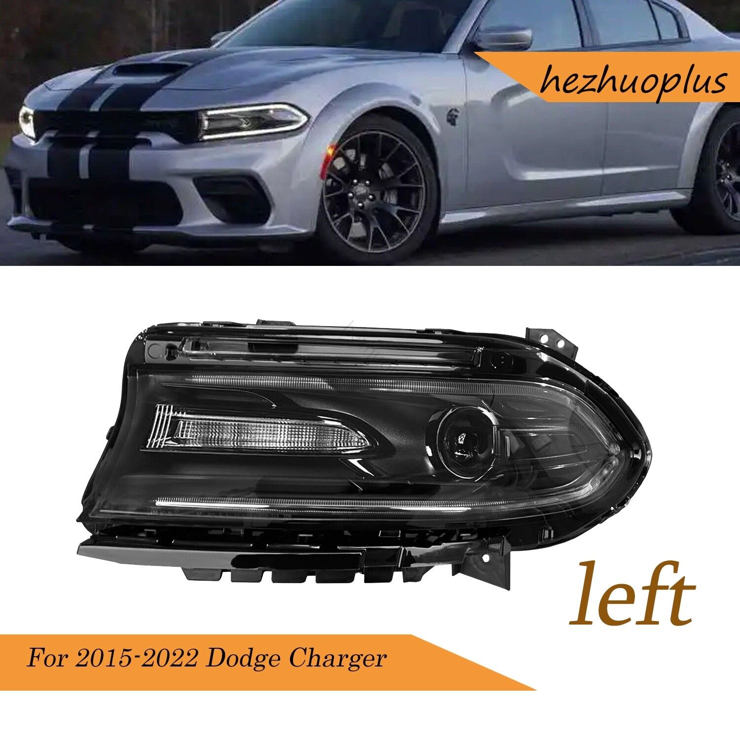 For 2015-2022 Dodge Charger W/Halogen Headlight  Black Housing Driver LH Side