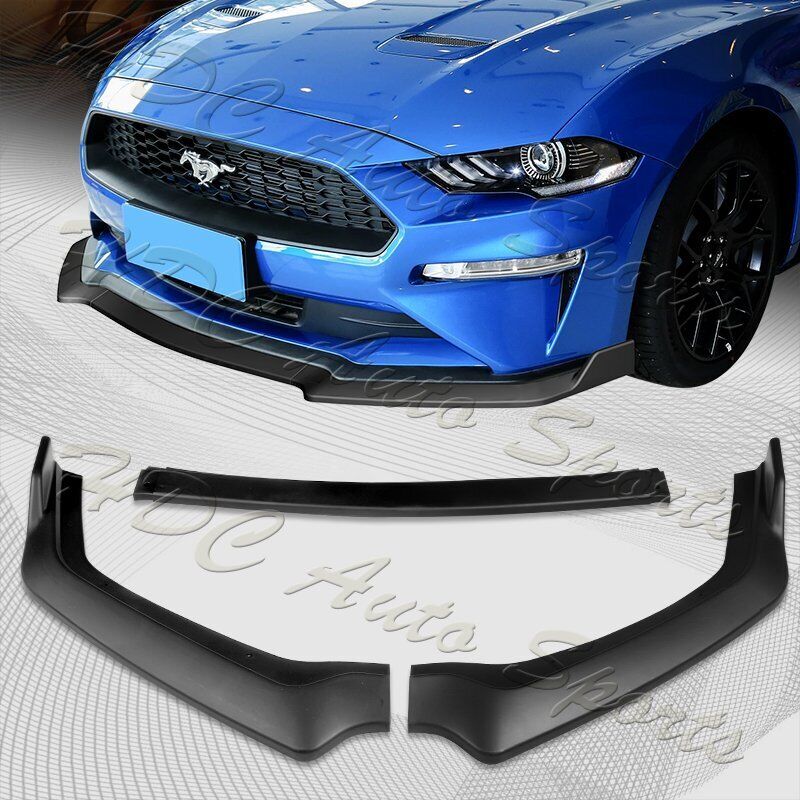 For 2018-2023 Ford Mustang Matt Black GT-Style Front Bumper Body Kit Spoiler Lip