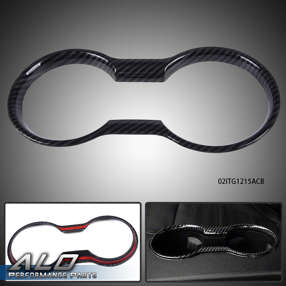 Fit For 15-2021 Ford Mustang Carbon Look Center Console Cup Holder Trim Cover