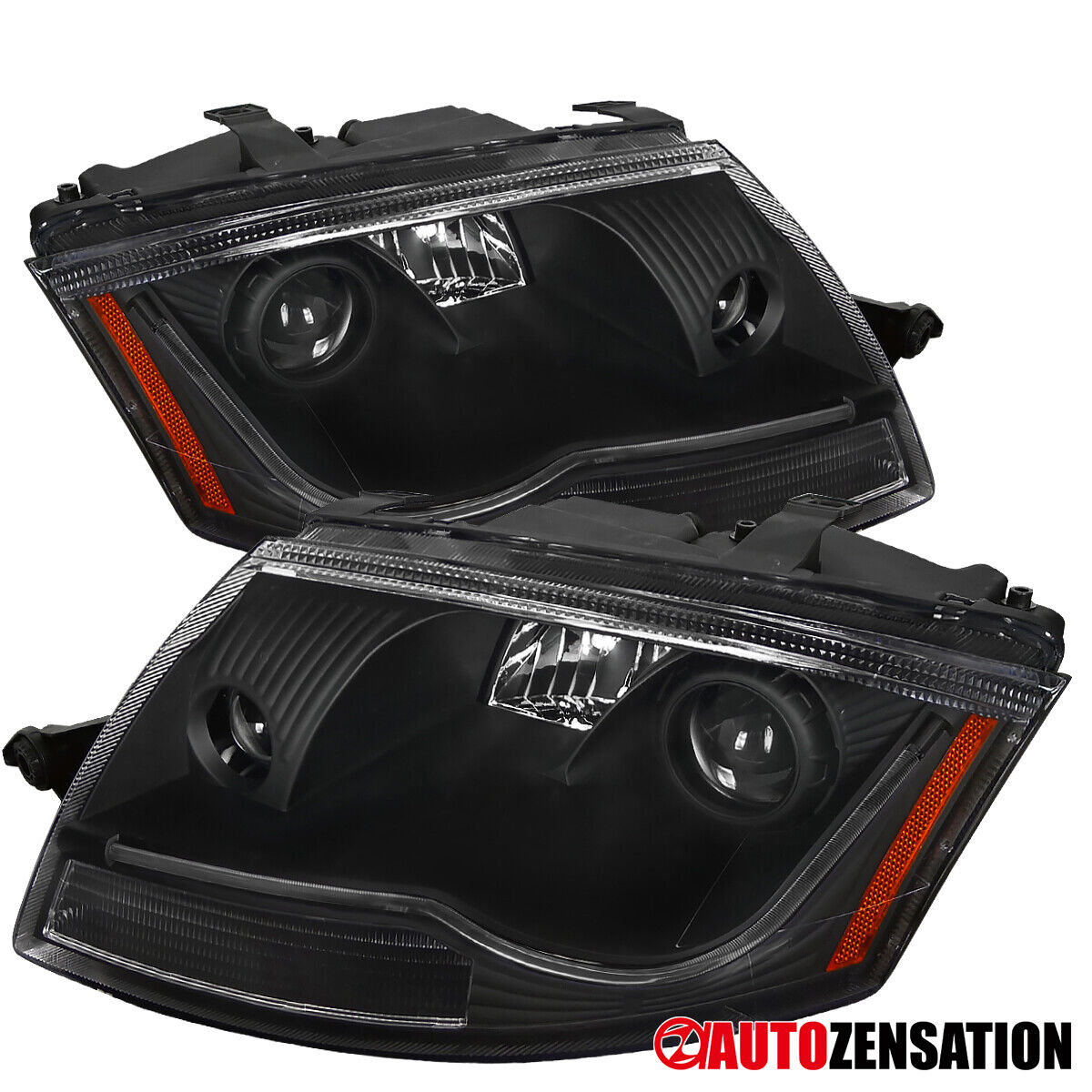 For 1999-2006 Audi TT Black Projector Headlights LED Bar+Built-in Fog Left+Right