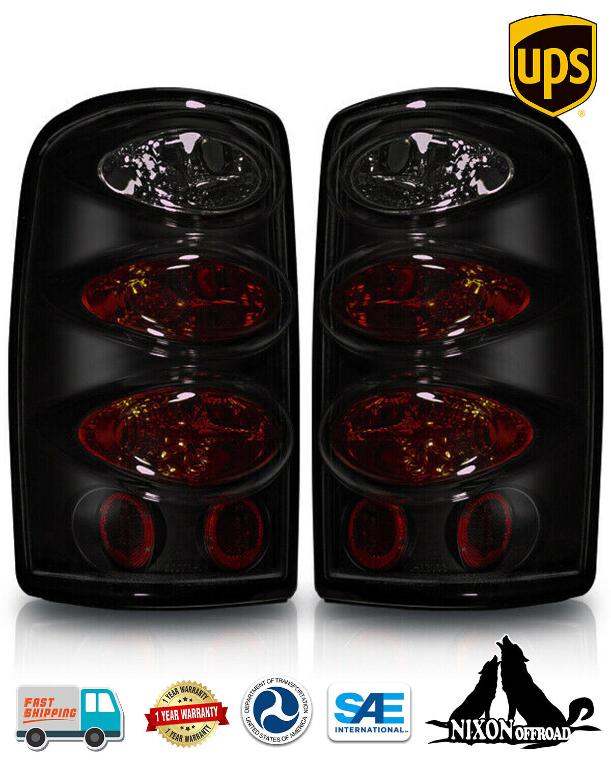 Black Smoke Lens Tail Lights Lamps for 2000-2006 Chevy Tahoe Suburban GMC Yukon
