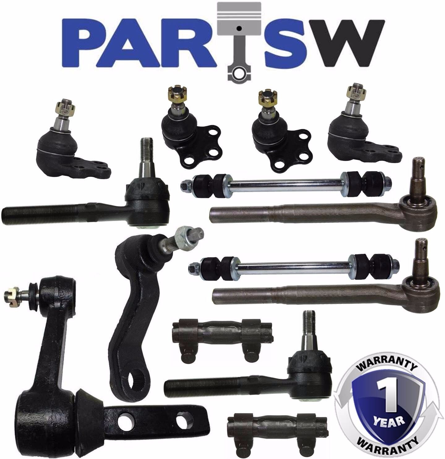 14pc Complete Front Suspension Control Arm Kit for 2000-01 Dodge Ram 1500 RWD