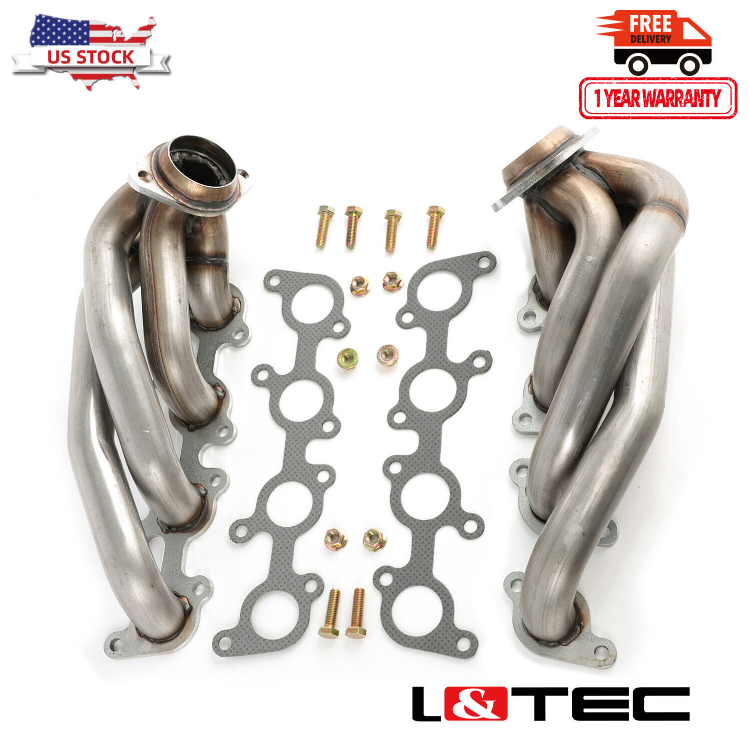 L&TEC Shorty Headers for Ford F-150 11-14 5.0L V8 1-5/8