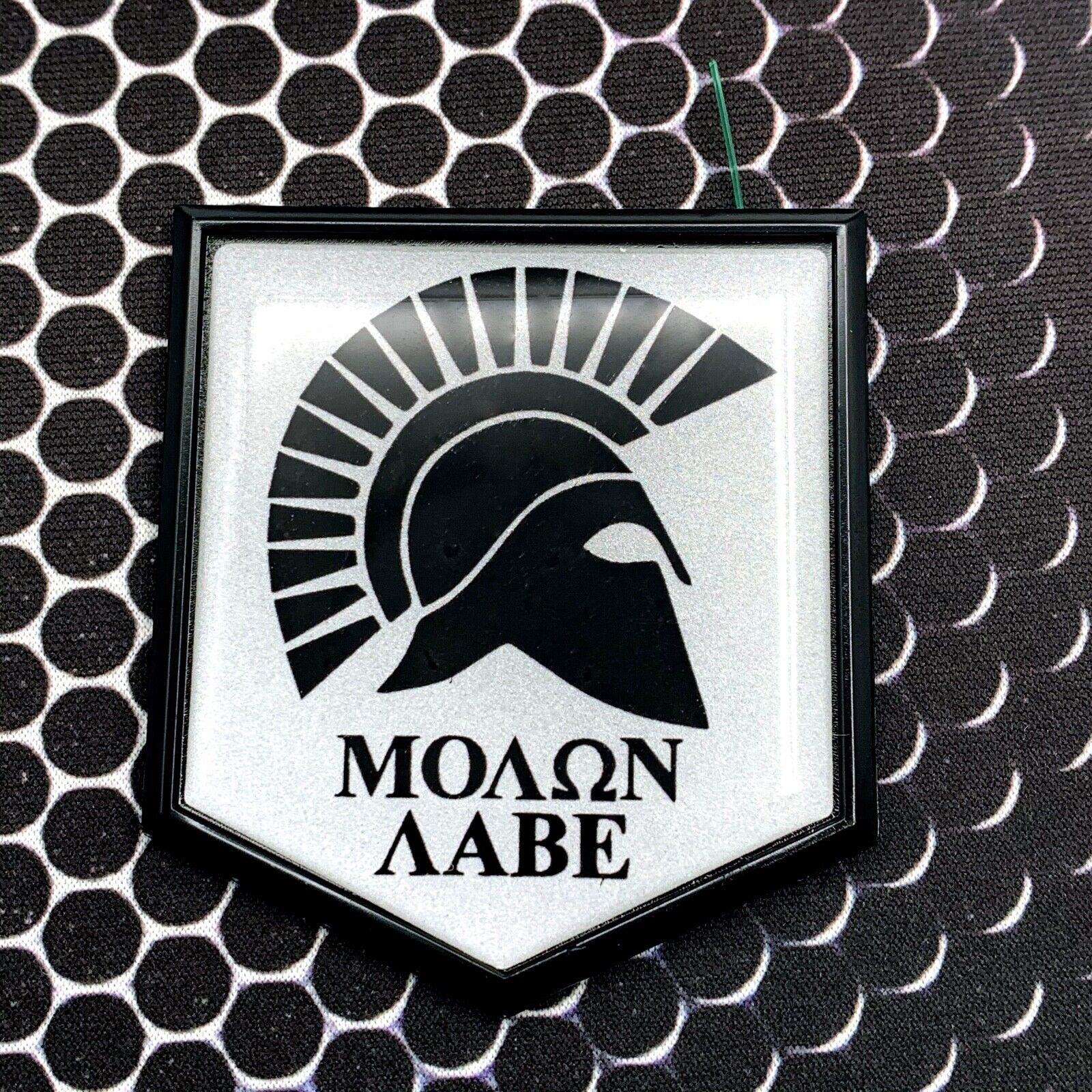 REFLECTIVE Molon Labe Spartan Domed BLACK Emblem 3D Sticker 2\