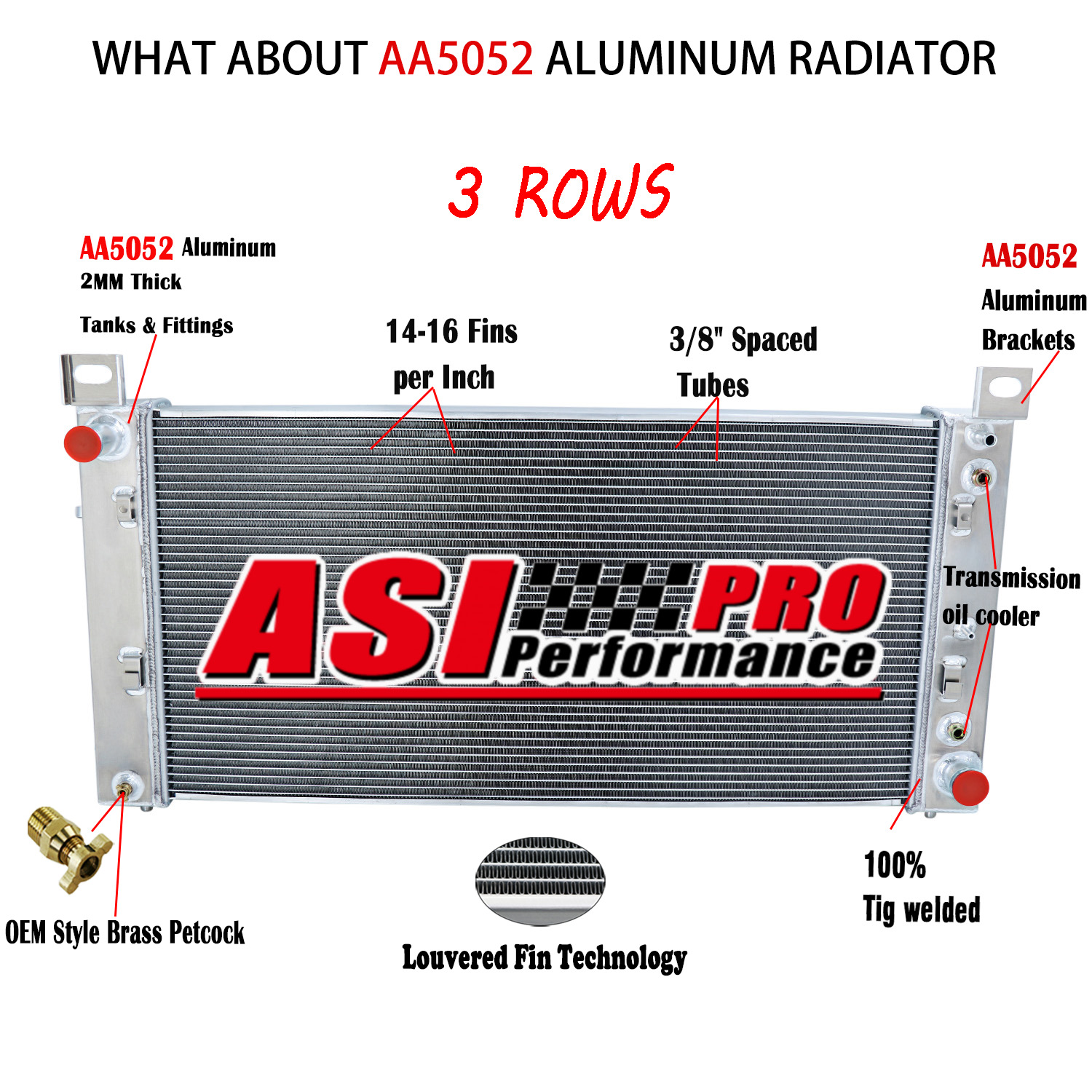 3 Row Aluminum Radiator For 99-14 Chevy Silverado 1500 2500 4.3L 4.8L 5.3L 6.0L