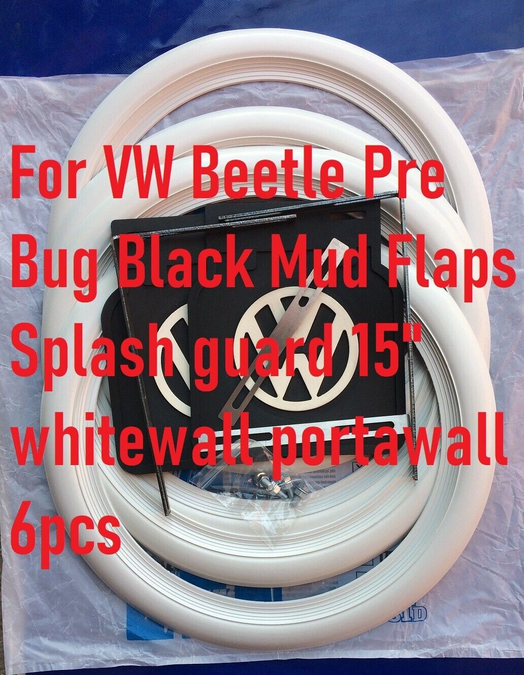 For VW Beetle Pre Bug Black Mud Flaps Splash guard 15\