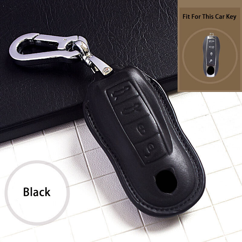 For Porsche Cayenne Panamera Macan Leather Car Remote Key Shell Fob Holder Cover