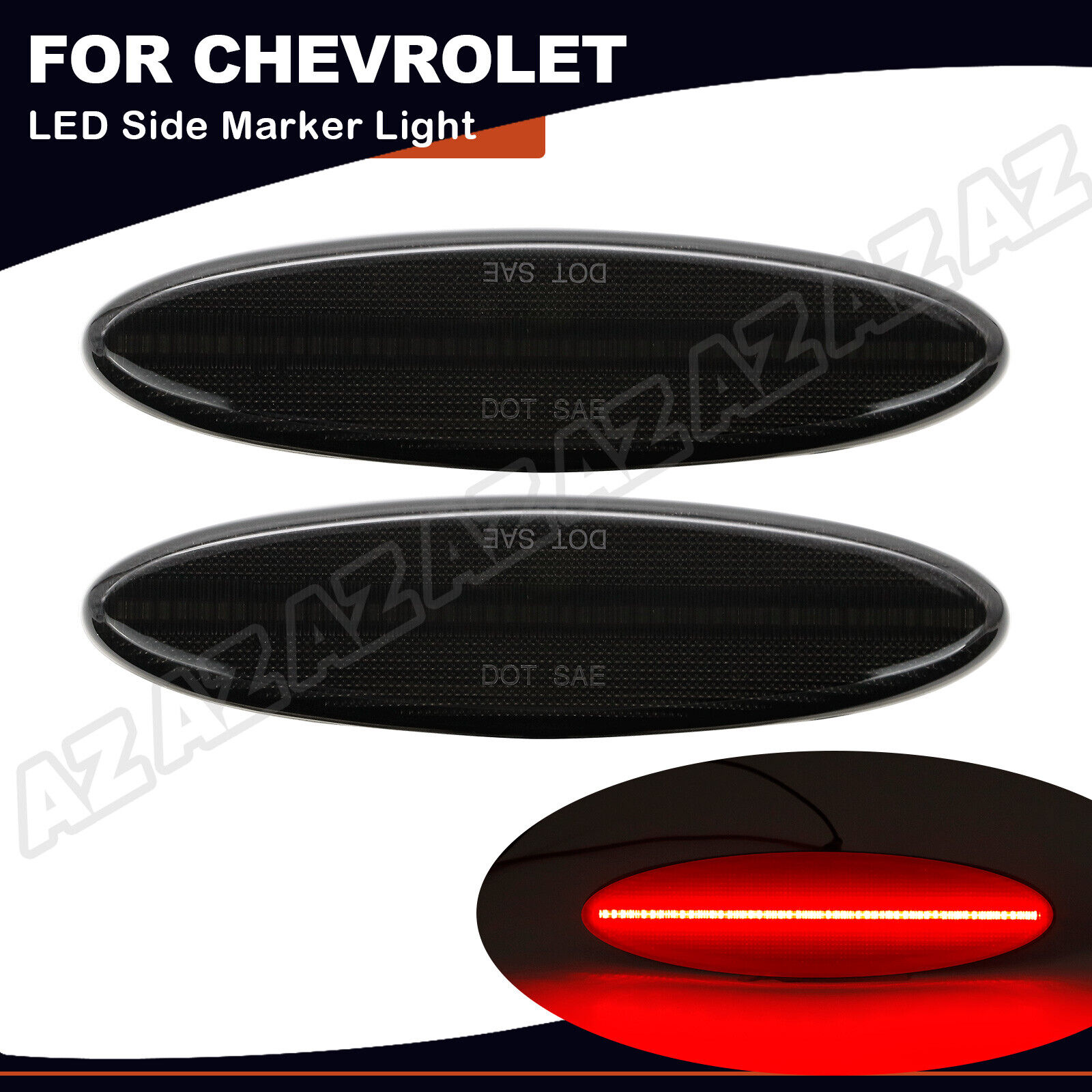 2pcs Smoked Red LED Side Marker Light Rear For Chevrolet Corvette C5 1997-2004