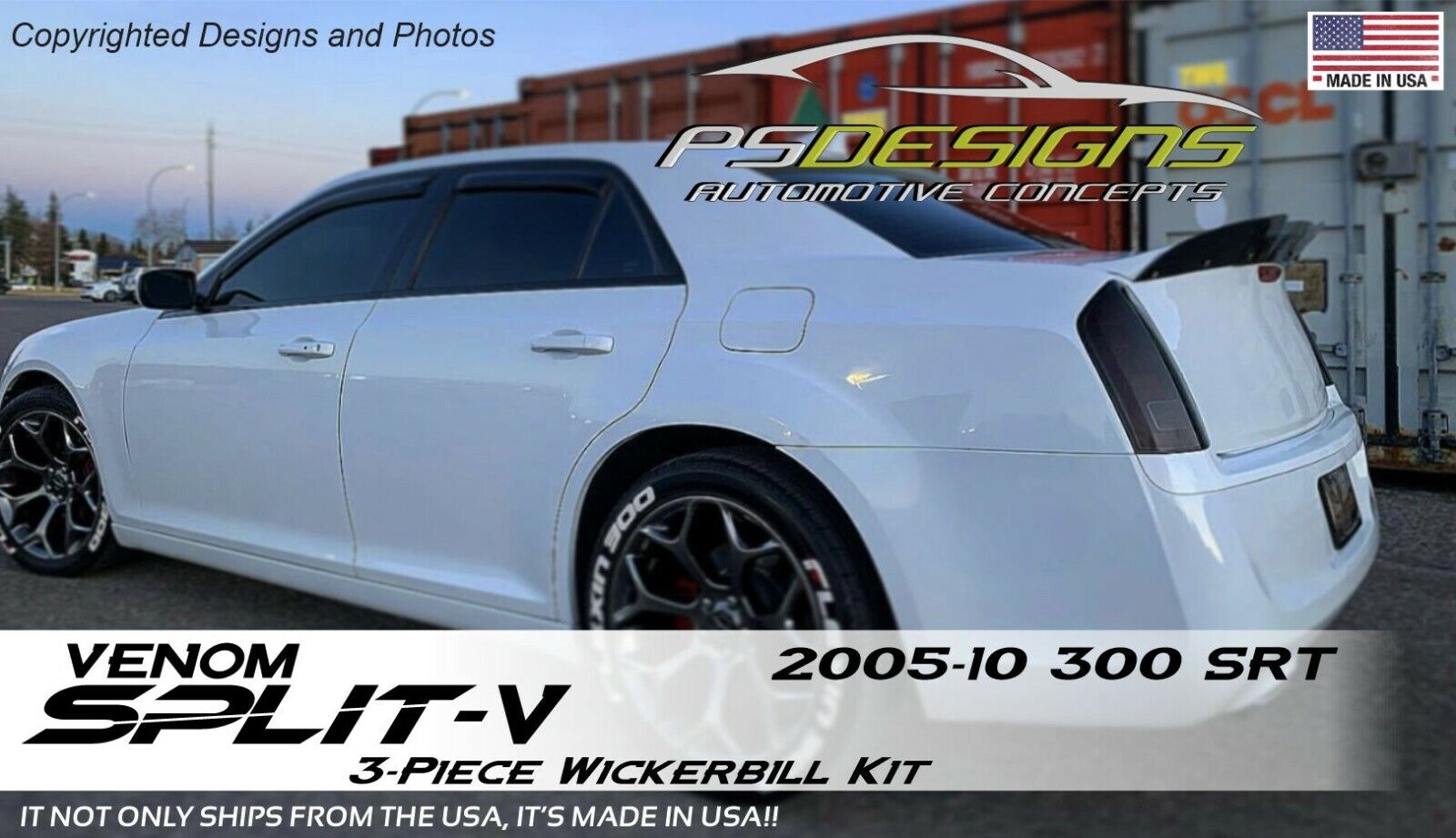 PSDesigns Venom Split V Wickerbill FITS 05-10 Chrysler 300SRT wicker Bill