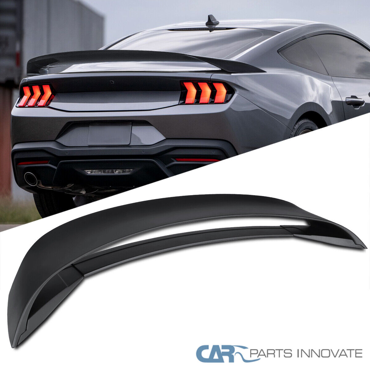 Fits 15-22 Ford Mustang GT350R Style Matte Black Rear Trunk Wing Lower Spoiler