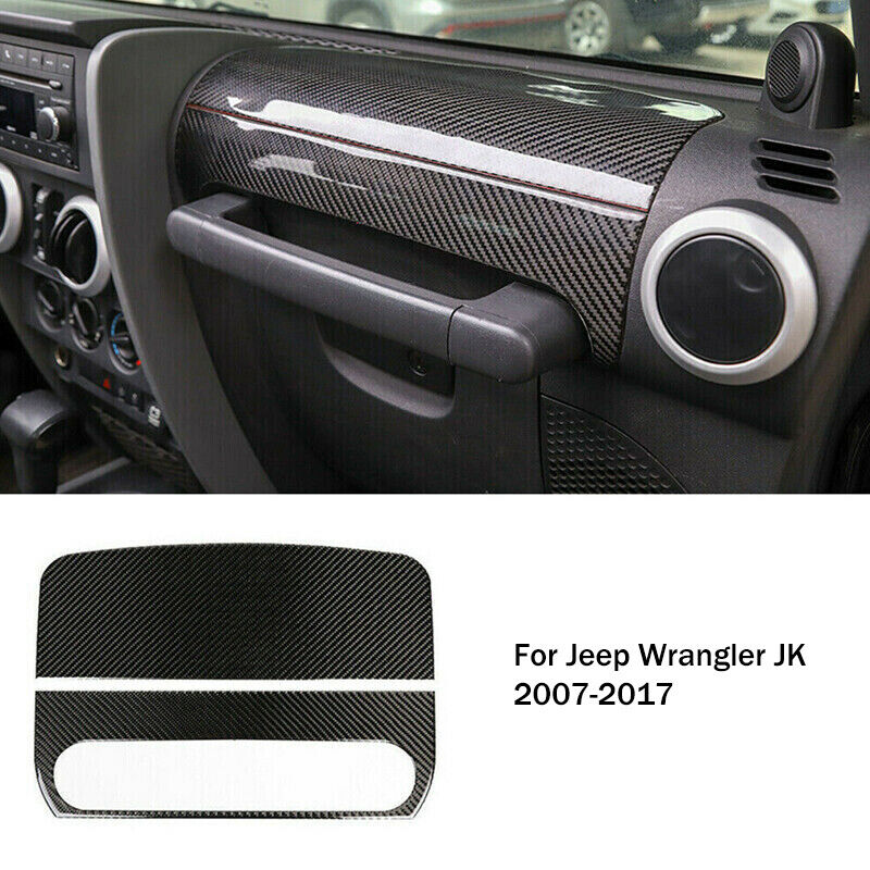 Real Carbon Fiber Co-pilot Dashboard Cover Trim For Jeep Wrangler JK 2007-2017