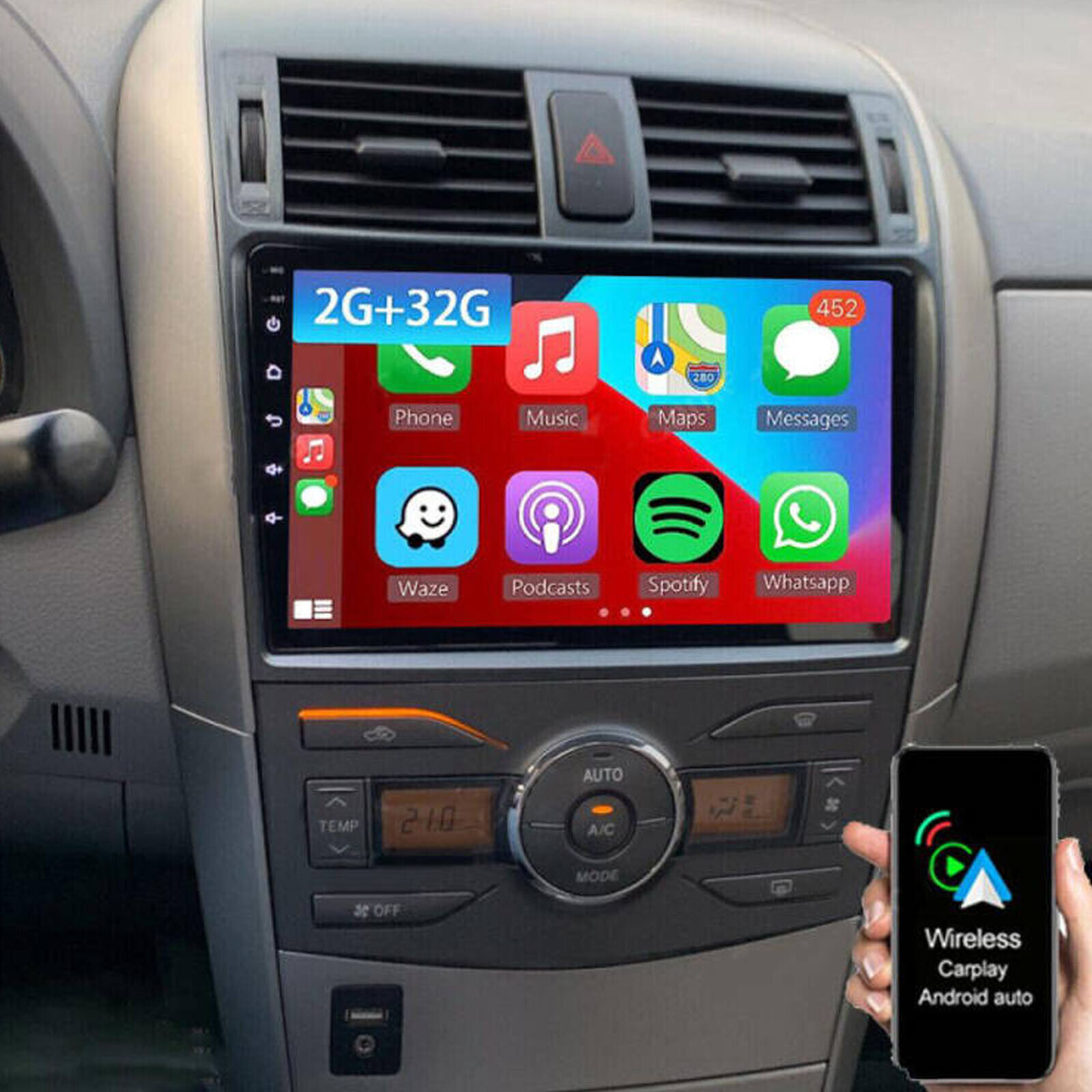 Fit 2009-2013 Toyota Corolla CarPlay Android 12 Car Stereo Radio Player GPS Navi