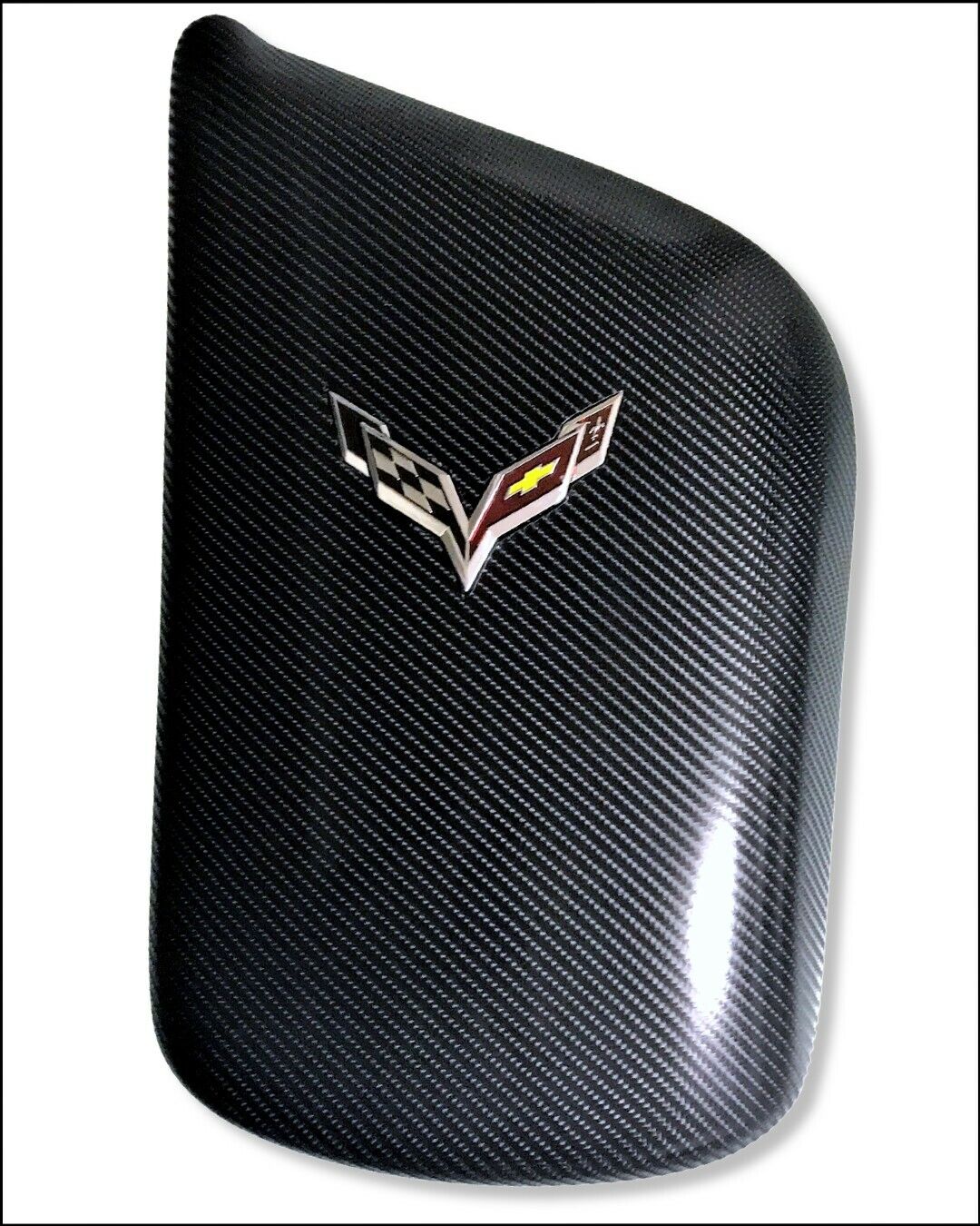 Chevy Corvette (2014-19) Armrest/Center Console Cover (BLACK CARBON FIBER) LOGO