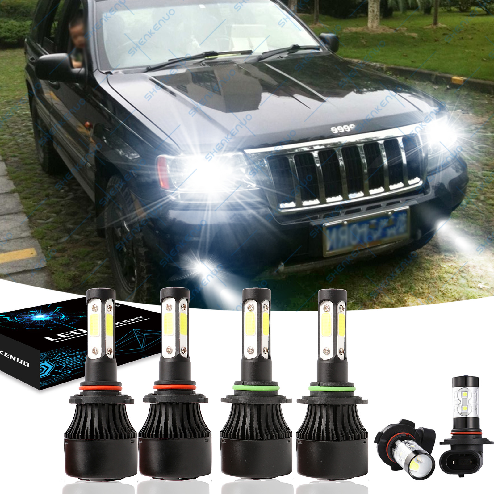 6x Ultra Bright 4Side LED Headlight Fog Light Bulb For Jeep Grand Cherokee 05-10