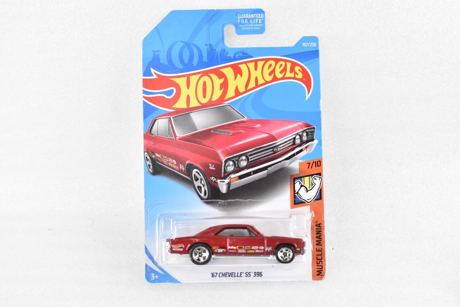 2019 Hot Wheels #157 Muscle Mania 7/10 \'67 CHEVELLE SS 396 Dark Red w/Chrome 5Sp