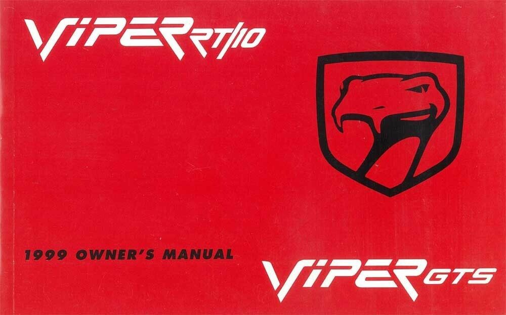 1999 Dodge Viper GTS Owners Manual User Guide Reference Operator Book Fuses