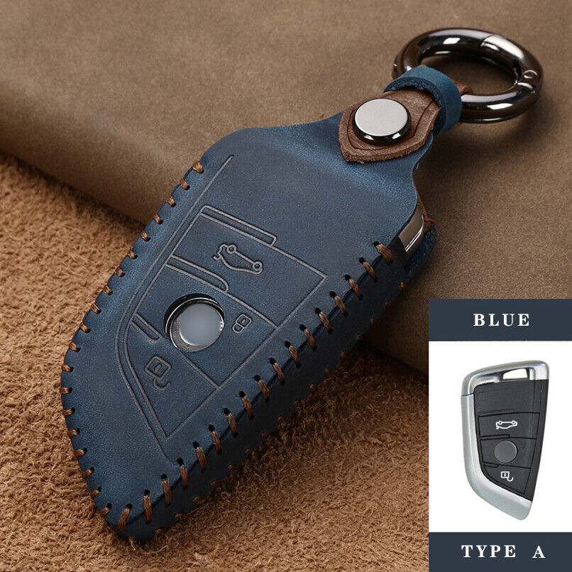 Genuine Leather Car Key Case Cover Holder Keychain For BMW 5 7 Series X3 X5 X6