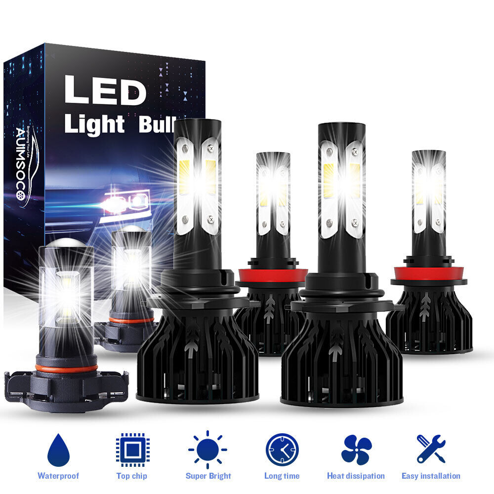 4-SIDES LED Headlight Fog Light Bulbs For Chevy Silverado 1500 2500HD 2007-2014