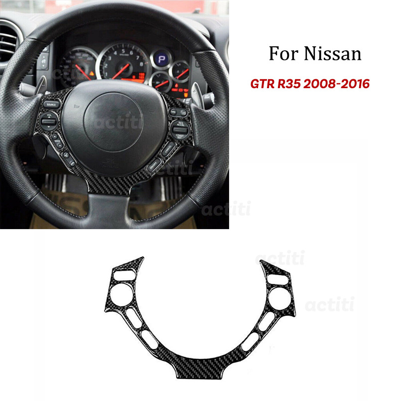 Carbon Fiber Steering Wheel Button Frame Cover Trim For Nissan GTR R35 2008-2016
