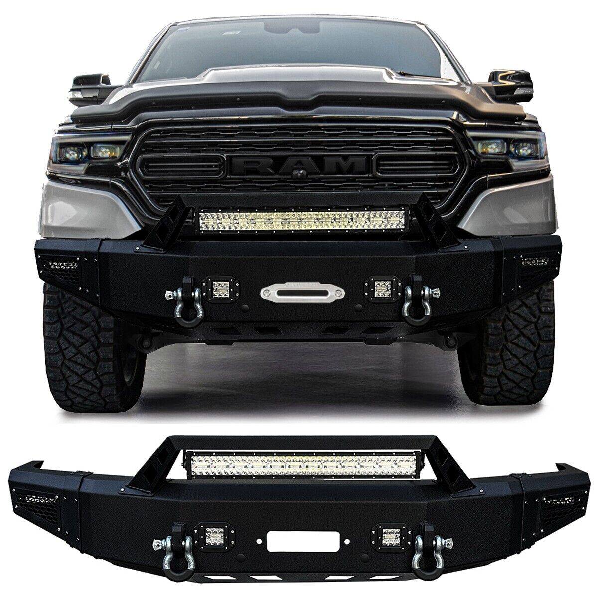 Vijay Fits 2019-2022 Ram 1500 New Textured Black Front Bumper with LED Light