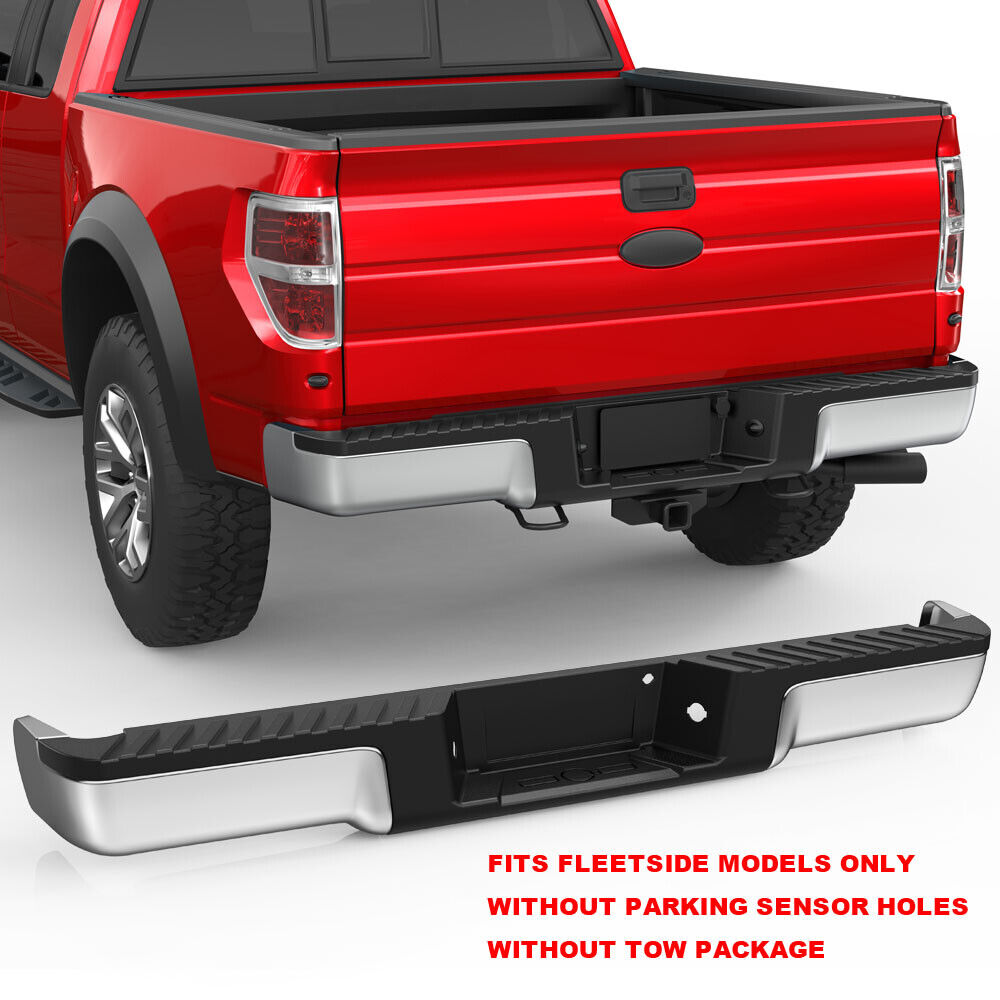 Chrome Rear Bumper Aseembly For 2009-2014 Ford F-150 w/o Parking Sensor Holes