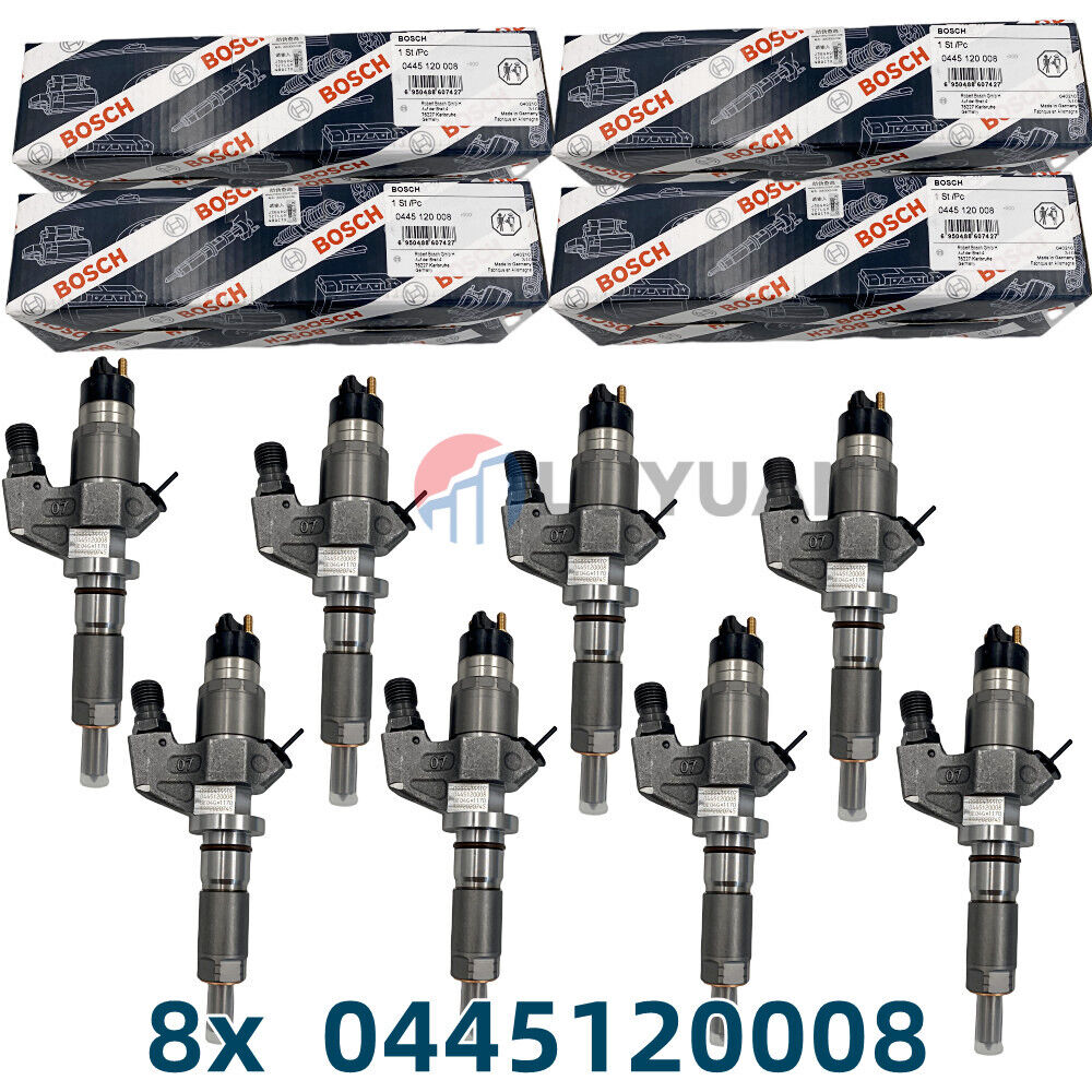 8X Bosch 0445120008 Fuel Injectors Fits For 2001 2002 2003 2004 6.6L Duramax LB7