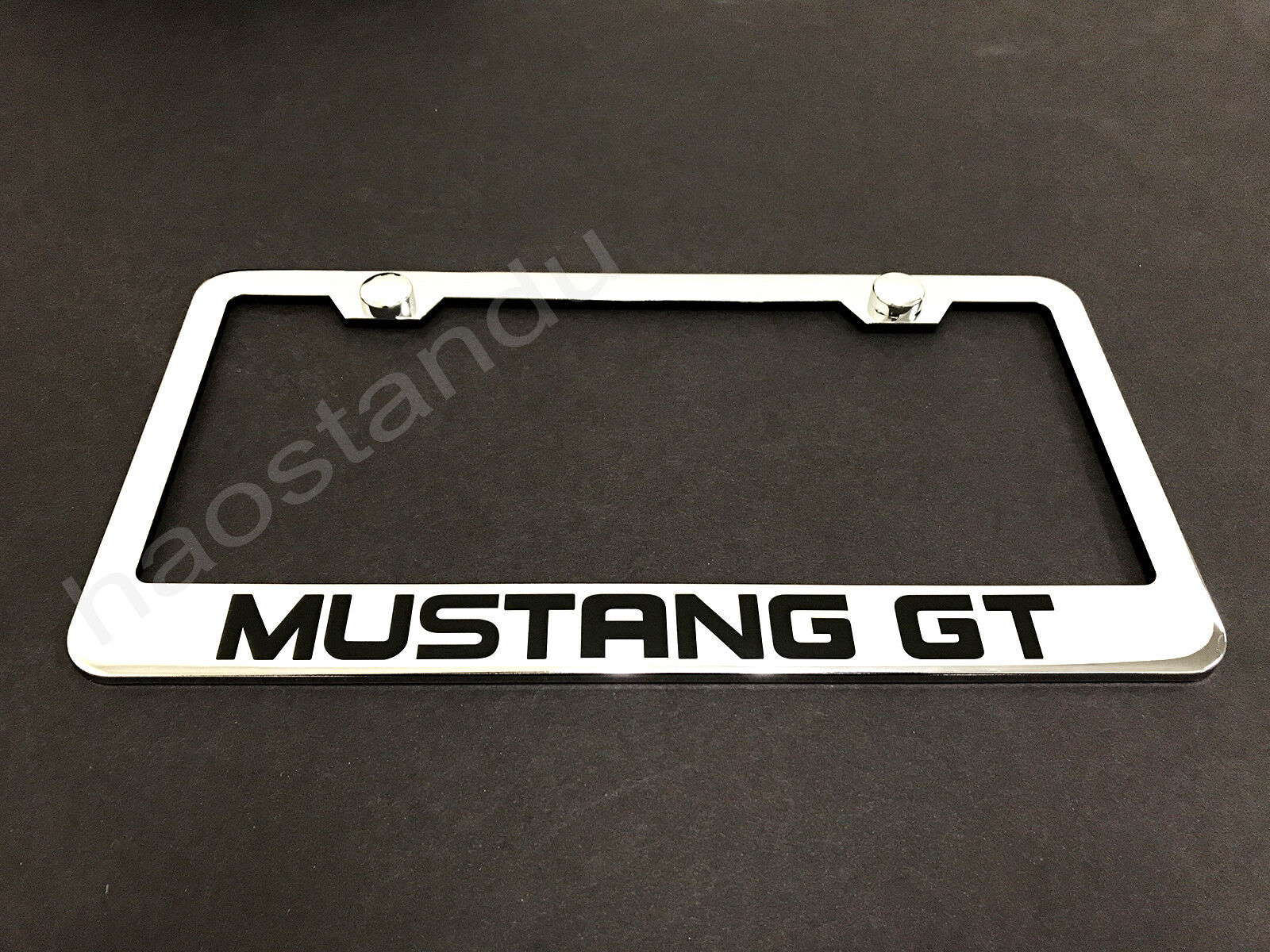 1xMustang GT STAINLESS STEEL LICENSE PLATE FRAME + Screw Caps