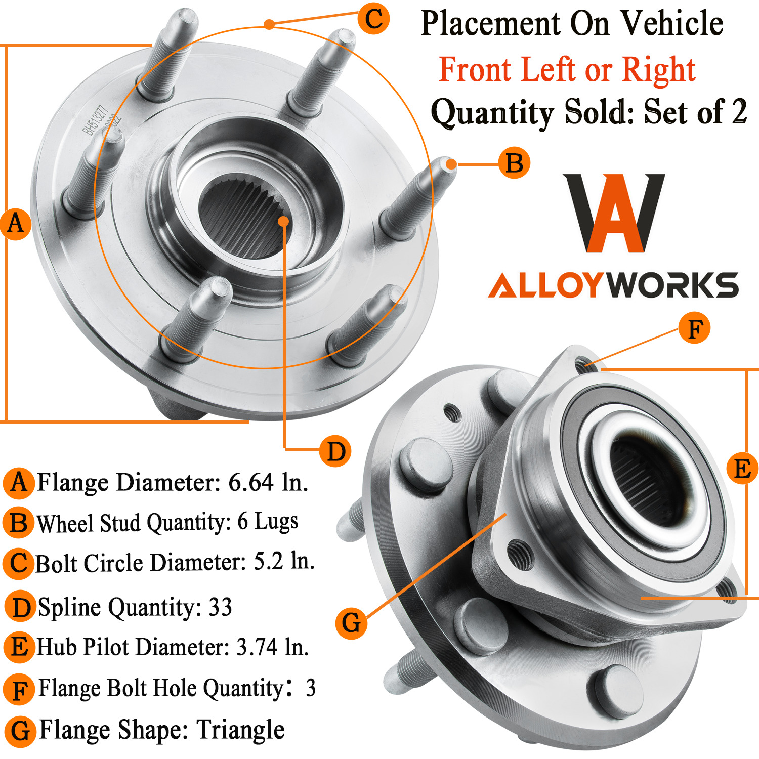 For Chevy Traverse Buick Enclave GMC Acadia 3.6L Front or Rear Wheel Bearing Hub