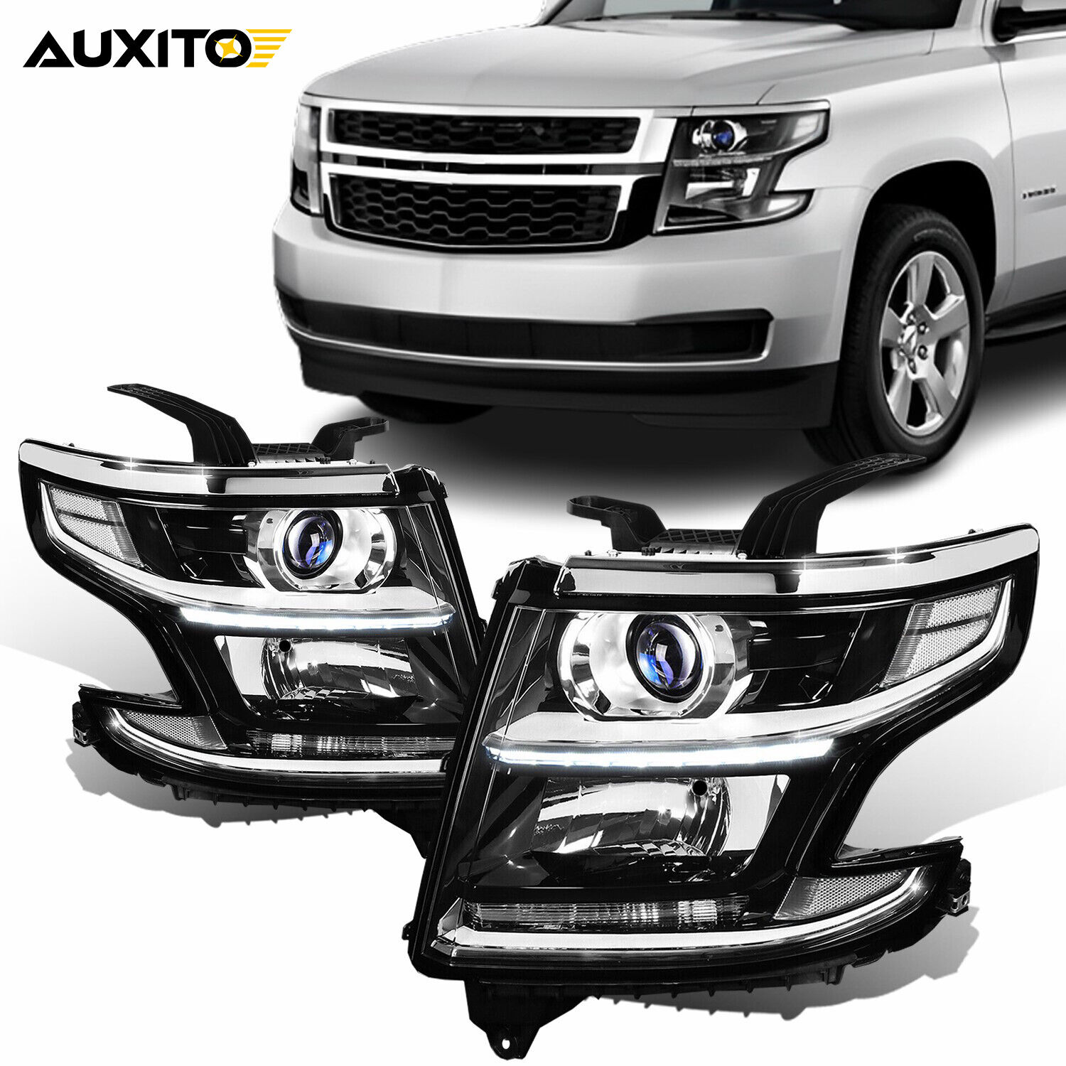 FOR 2015-20 CHEVY TAHOE SUBURBAN LEFT RIGHT DRL PROJECTOR HEADLIGHT GM2503405 EA