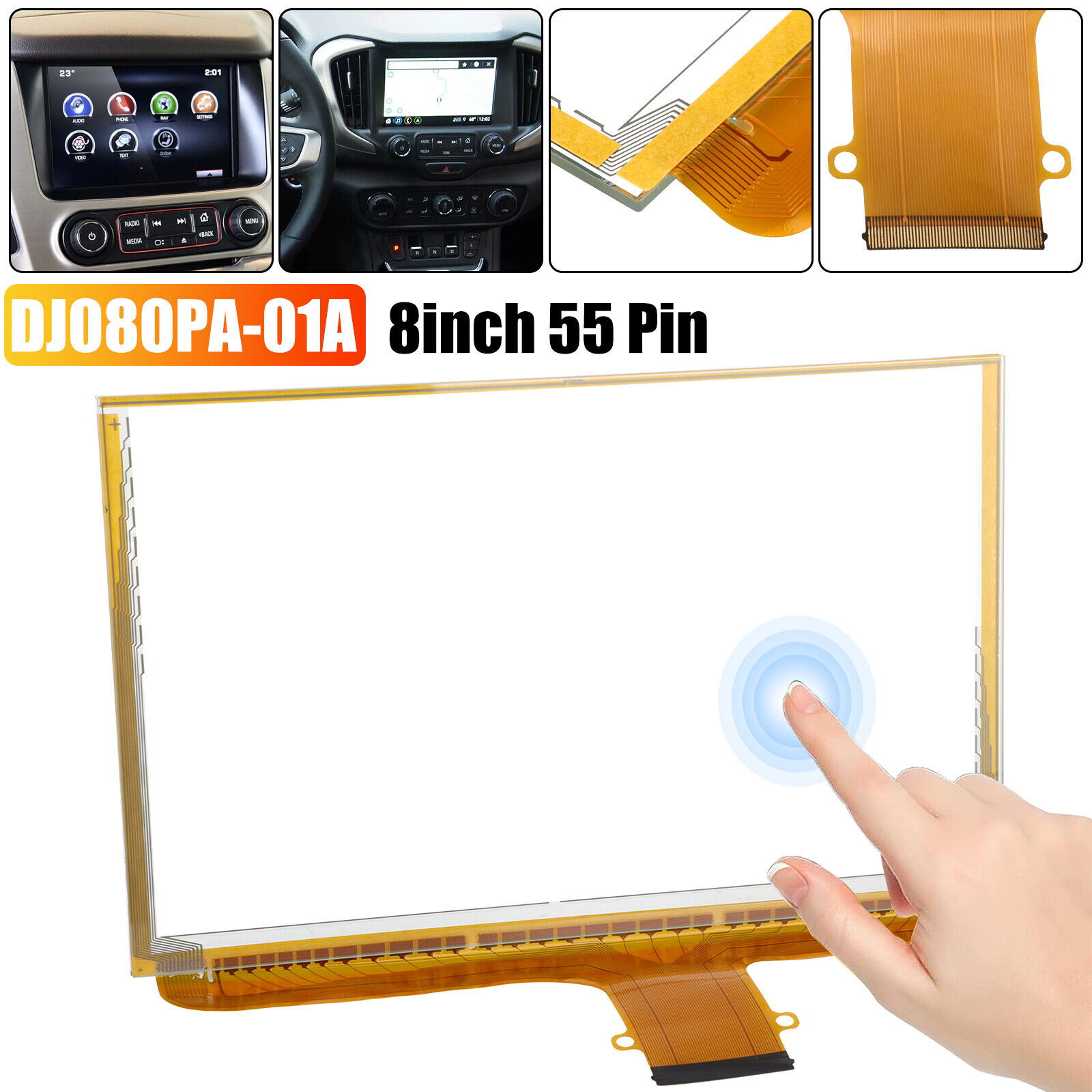 8inch 55Pin Touch-Screen Glass Digitizer DJ080PA-01A For 2015-2018 Chevrolet GMC