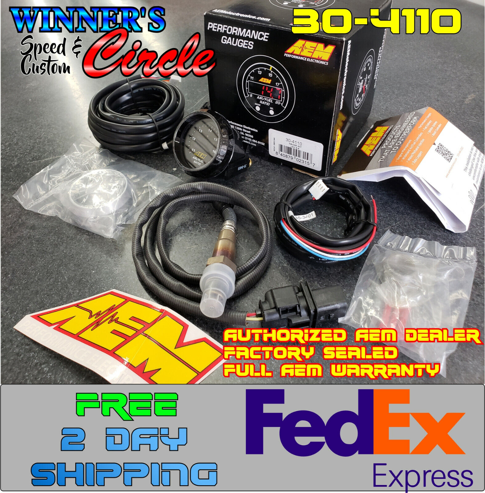 AEM 30-4110 Wideband Air/Fuel UEGO Gauge Kit 52mm Electrical BOSCH 4.9 LSU