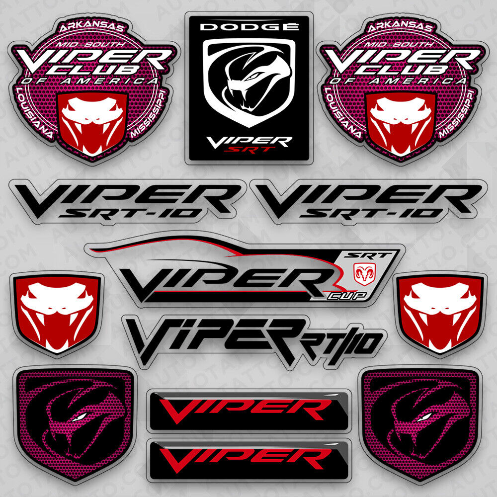 For Dodge Viper Club SRT Medal Sport Car Sticker Vinyl 3D Decal Stripe Decorate