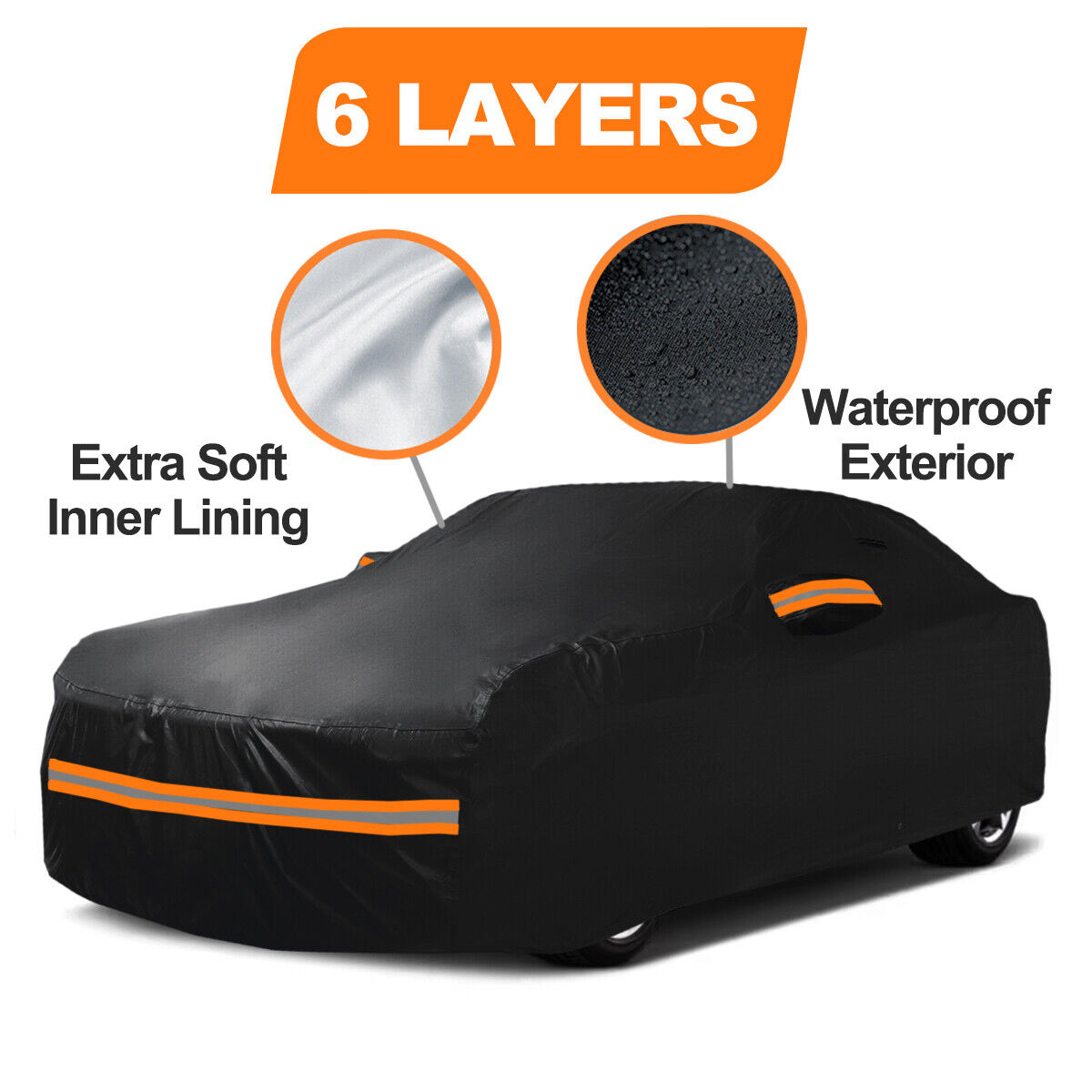 6 Layer CUSTOM FIT Ford Mustang GT Car Cover Outdoor 100% Waterproof All Weather