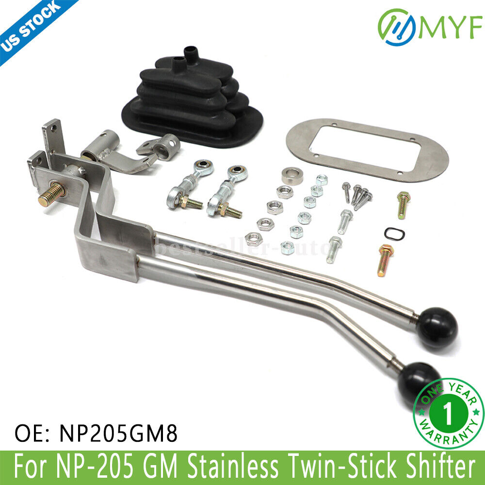 NP-205 Stainless Twin-Stick Shifter w/ Boot NP205GM8 Fits GM NP205 Transfer Case