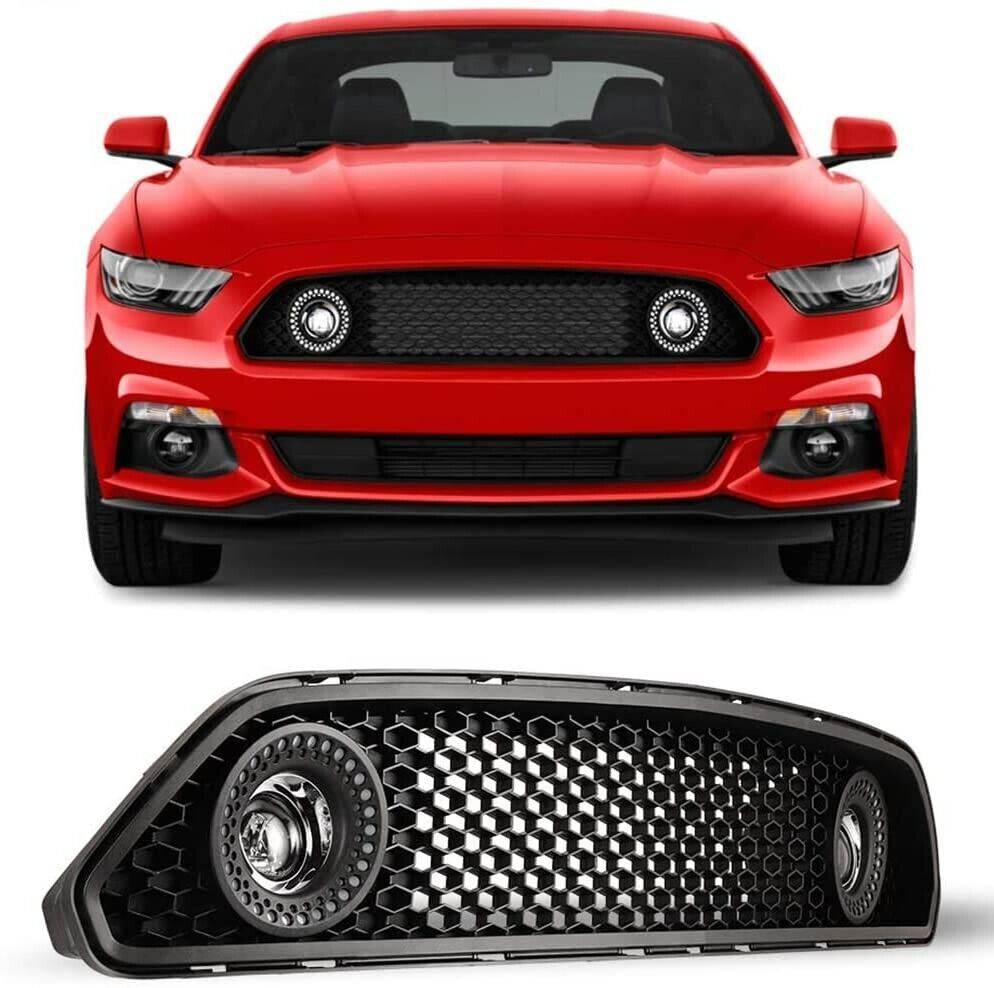 Fit For 2015 2016 2017 Ford Mustang Front Upper Mesh Grille W/ LED DRL Light