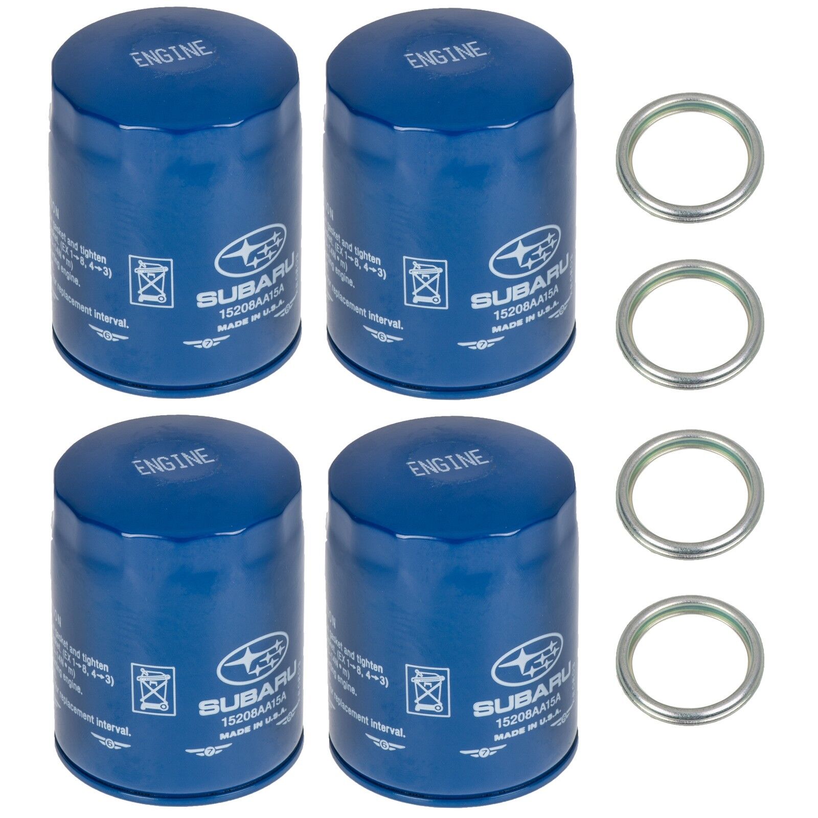 NEW 2011-2021 Subaru Pack 4 Engine Oil Filter and Gasket Impreza OEM 15208AA15A