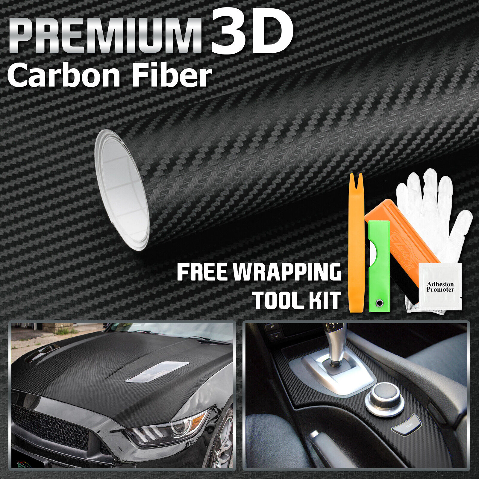 3D 4D 5D 7D Forged Matte Gloss Semi Black Carbon Fiber Vinyl Wrap Sticker