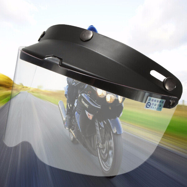 3-Snap Universal Flip Up Visor Shield Lens For Retro Open Face Motorcycle Helmet