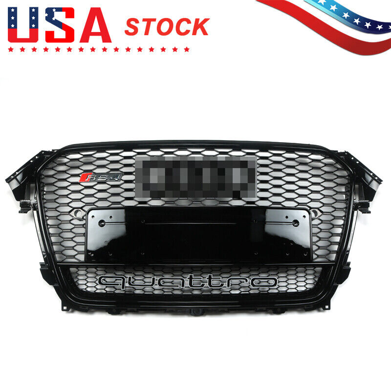 For Audi A4 S4 B8.5 RS4 Style 2013-2015 2014 Mesh Grille Front Grill w/ Quattro