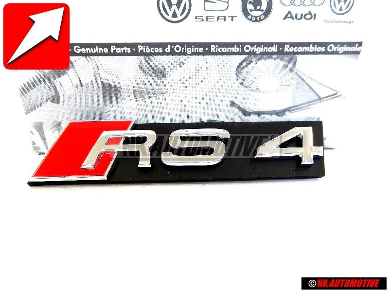 Original Audi RS4 Front Grill Badge Emblem Chrome Red - 8D9853736A 2ZZ