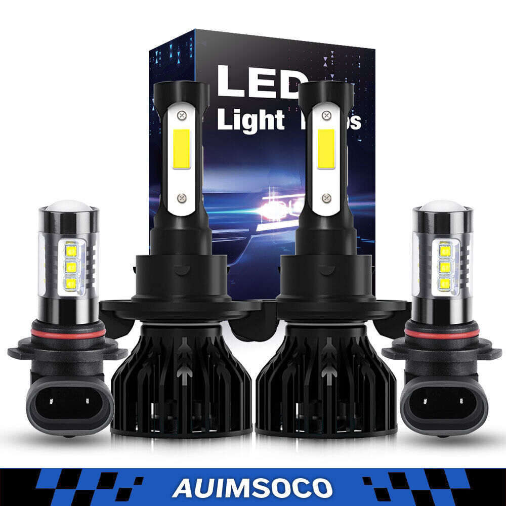 4Pcs LED Headlight Hi/Low Beam Fog Light Bulbs White For Ford Explorer 2006-2010