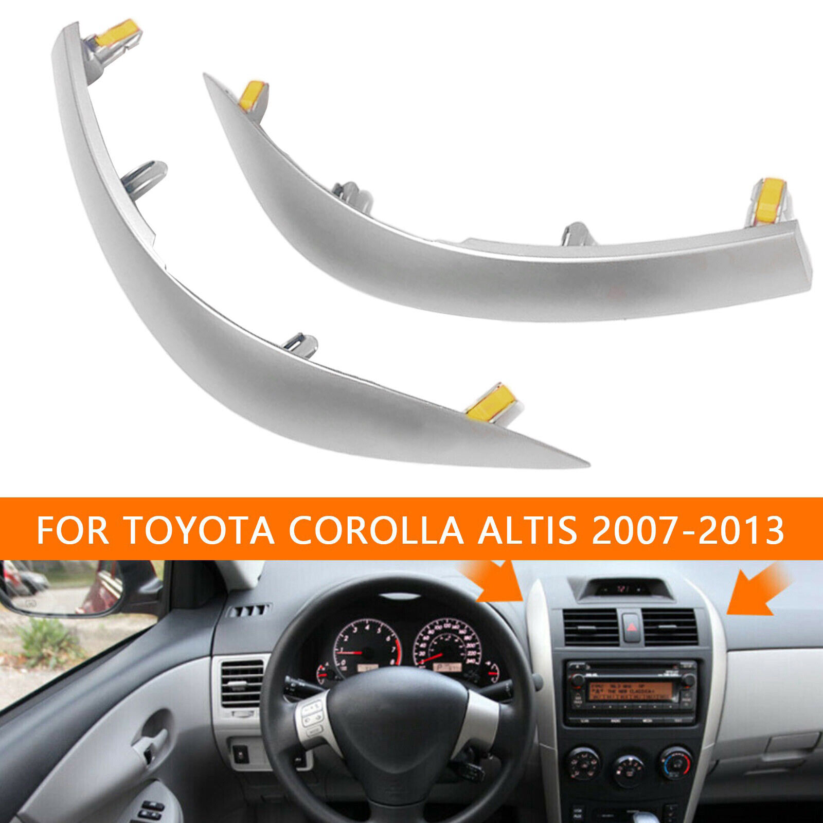 Pair For Toyota Corolla Altis 2009-2013 Upper Side Central Dashboard Trim Strip