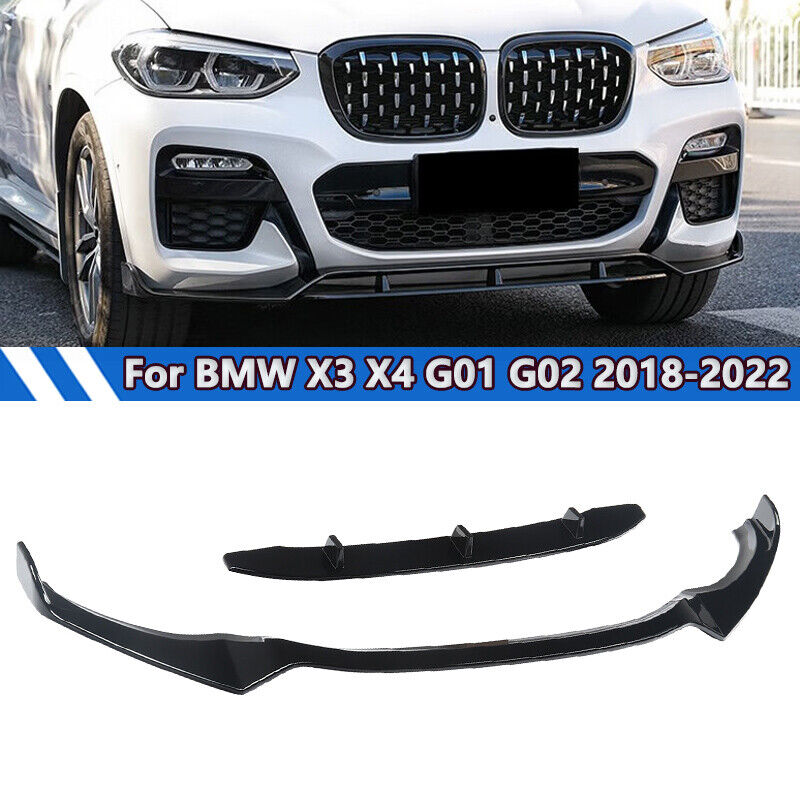 Glossy Black Front Splitter Lip Fit For BMW X3 X4 M40i G01 G02 M Sport 2018-2020
