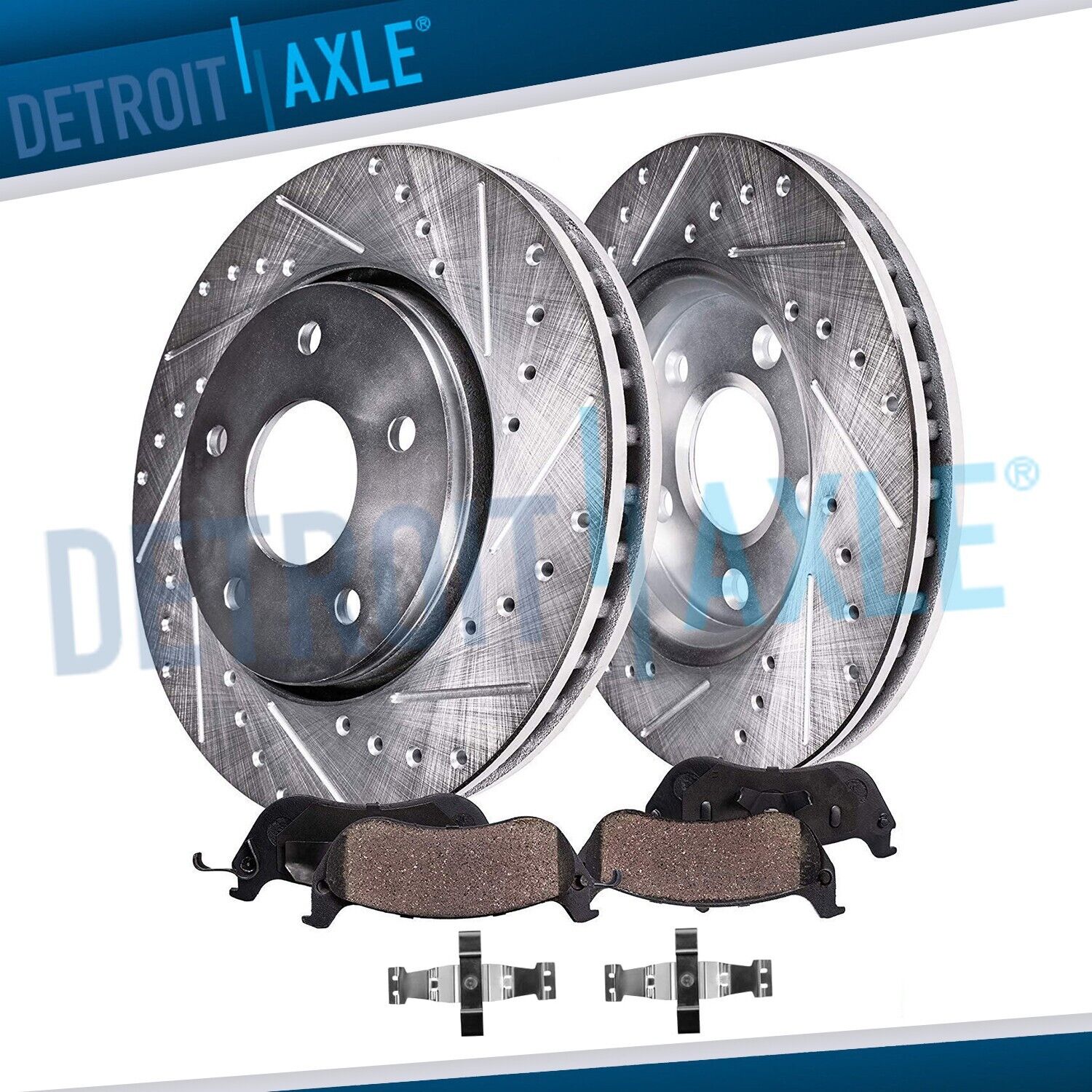 Front Drilled Rotors and Ceramic Brake Pads for Mercedes-Benz C350E E300 GLC300