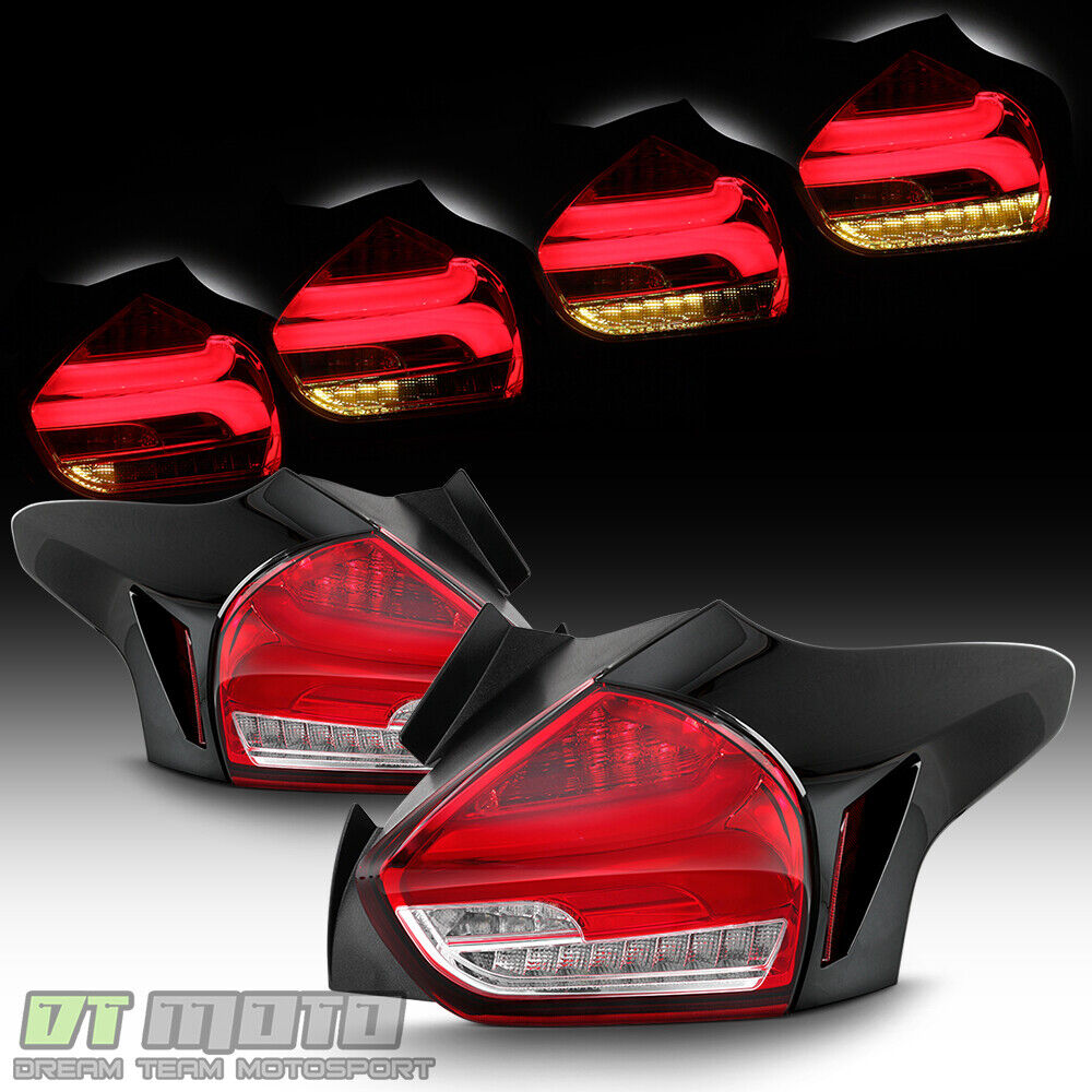 2015-2018 Ford Focus Hatchback LED Tube SEQUENTIAL Signal Red Tail Lights Lamps